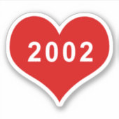 2002 Rotes Liebe Herz Vinyl Sticker (Vorderseite)