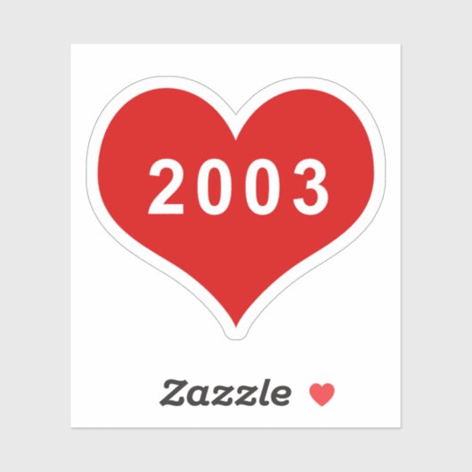2003 Rotes Liebe Herz Vinyl Sticker (Blatt)