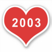 2003 Rotes Liebe Herz Vinyl Sticker (Vorderseite)