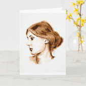 2004 Bleistiftzeichnung von Virginia Woolf Karte   (Gelbe Blume)