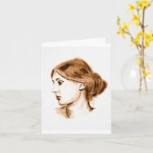 2004 Bleistiftzeichnung von Virginia Woolf Karte   (Gelbe Blume)