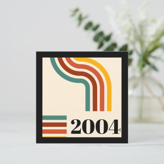 2004 Retro Stripe Vintage Poster 21. Geburtstag Einladung (Stehend Vorderseite)