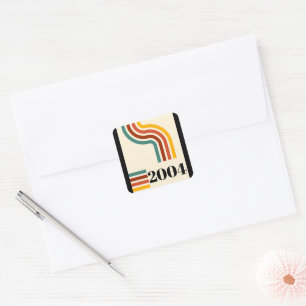 2004 Retro Vintage Poster Meilenstein 21. Geburtst Quadratischer Aufkleber