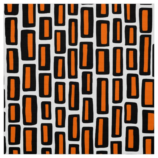 200515 - Schwarz und Orange auf Weiß Stoff (Muster)