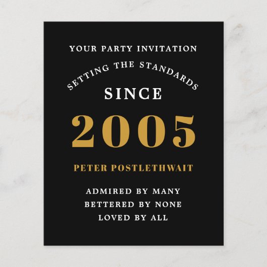 2005 Budget 21st Birthday Invitation Black Gold Flyer (Vorne)