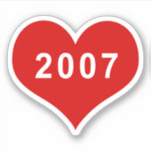 2007 Rotes Liebe Herz Vinyl Sticker (Vorderseite)