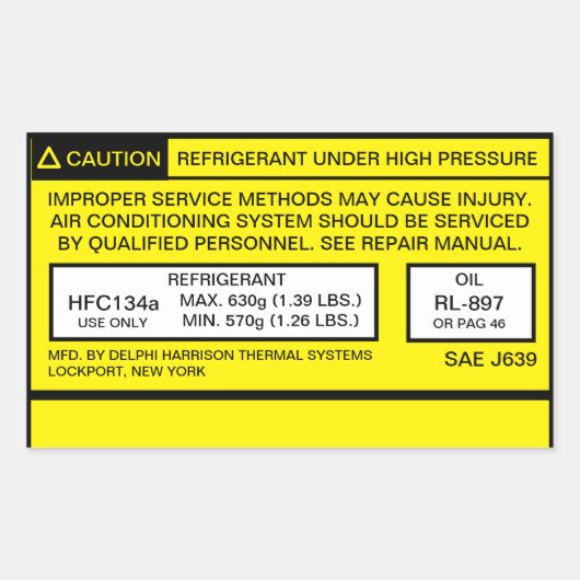 2007 Tacoma A/C Klimaanlage Decal Rechteckiger Aufkleber (Vorderseite)