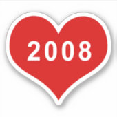 2008 Rotes Liebe Herz Vinyl Sticker (Vorderseite)