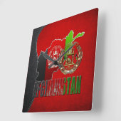 [200] Afghanistan: COA, Flag & Karte Quadratische Wanduhr (Winkel)