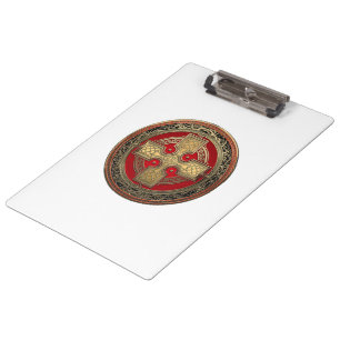 [200] Alter keltischer heiliger Goldknoten Kreuz Klemmbrett