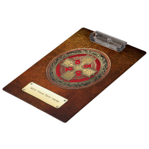 [200] Antiker keltischer heiliger Goldknoten Kreuz Klemmbrett