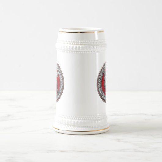 [200] Assyrian Winged Bull: Silver & Black Lamassu Bierglas (Mittel)