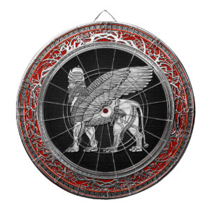 [200] Assyrian Winged Lion - Silver Lamassu Dartscheibe