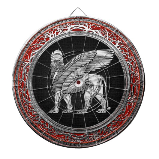 [200] Assyrian Winged Lion - Silver Lamassu Dartscheibe (vorne)