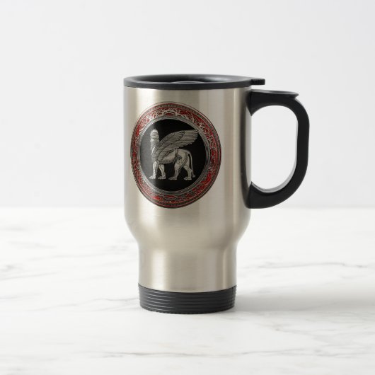 [200] Assyrian Winged Lion - Silver Lamassu Reisebecher (Rechts)