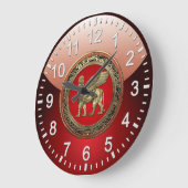 [200] Assyrian Winged Löwe - Gold Lamassu Große Wanduhr (Winkel)