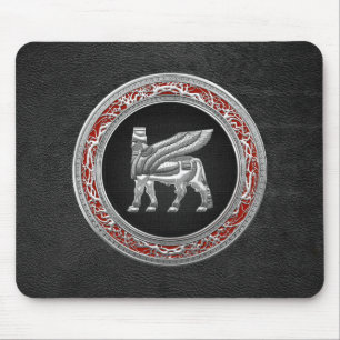 [200] Babylonian Winged Stier [Silber] [3D] Mousepad