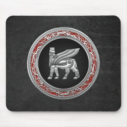 [200] Babylonian Winged Stier [Silber] [3D] Mousepad (Vorne)