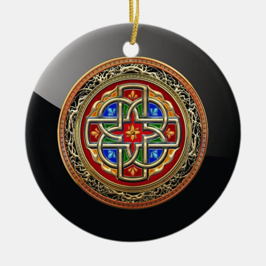 [200] Celtic Cross [Gold+Enamel] Keramikornament (Vorne)