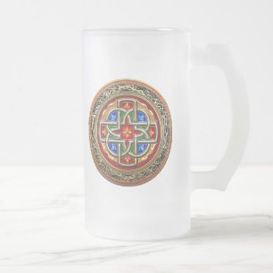 [200] Celtic Cross [Gold+Enamel] Mattglas Bierglas