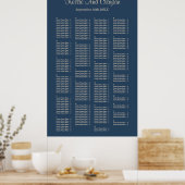 200 Classic Blue Simple Wedding Seating Chart Poster (Küche)