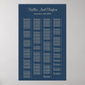 200 Classic Blue Simple Wedding Seating Chart Poster (Vorne)