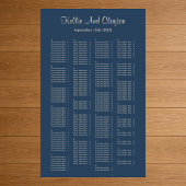 200 Classic Blue Simple Wedding Seating Chart Poster