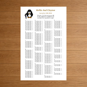 200 Funny Pinguin Greeter Wedding Seating Chart Poster