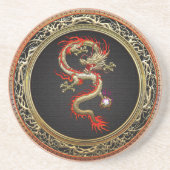 [200] Golden Chinese Dragon Fucanglong Sandstein Untersetzer (Vorne)