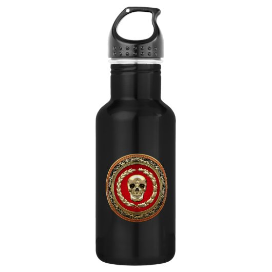 [200] Goldener Schädel Edelstahlflasche (Vorderseite)