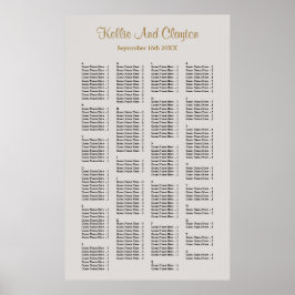 200 Gray Simple Wedding Seating Chart Poster