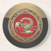 [200] Heiliger Goldener Skorpion auf Rot Untersetzer (Vorne)