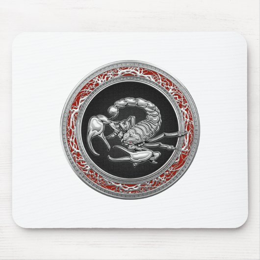 [200] Heiliger Silberkorpion auf Schwarz Mousepad (Vorne)