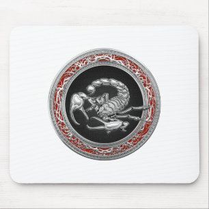 [200] Heiliger Silberner Skorpion auf Schwarz Mousepad