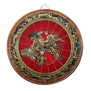 [200] Hokusai - Shoki reitet Shishi Löwe Dartscheibe