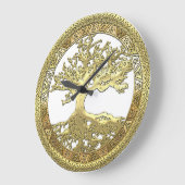 [200] Keltischer Baum des Lebens [Gold] Große Wanduhr (Winkel)