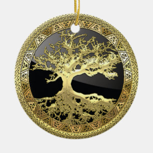 [200] Keltischer Baum des Lebens [Gold] Keramik Ornament