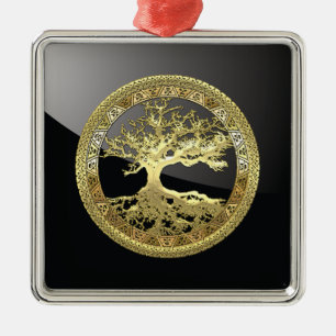 [200] Keltischer Baum des Lebens [Gold] Silbernes Ornament