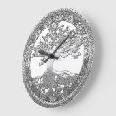 [200] Keltischer Baum des Lebens [Silber] Große Wanduhr (Winkel)