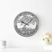[200] Keltischer Baum des Lebens [Silber] Große Wanduhr (Zuhause)