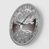 [200] Keltischer Baum des Lebens [Silber] Große Wanduhr (Winkel)
