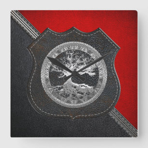 [200] Keltischer Baum des Lebens [Silber] Quadratische Wanduhr