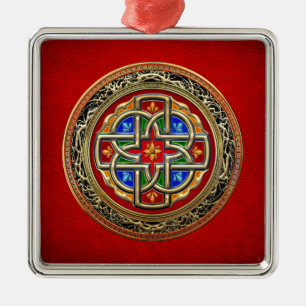 [200] Keltisches Kreuz [Gold+Emaille] Ornament Aus Metall