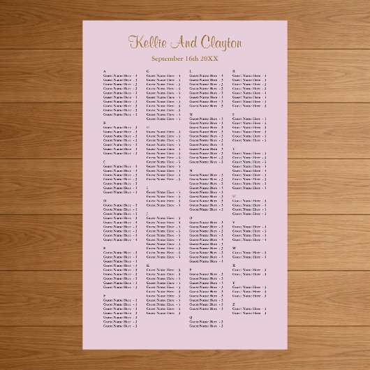 200 Lila Hochzeitssitzkarte Poster