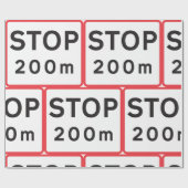 200 m lange Haltestelle für die Verkehrswarnung Geschenkpapier (Flach)