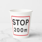 200 m lange Haltestelle für die Verkehrswarnung Pappbecher (Vorderseite)