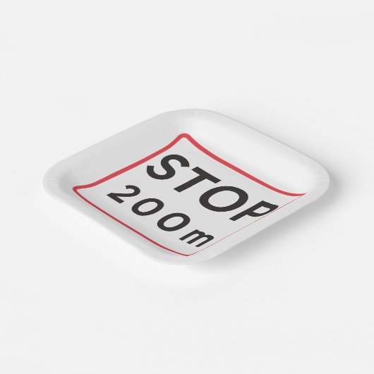 200 m lange Haltestelle für die Verkehrswarnung Pappteller (Gewinkelt)