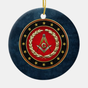 [200] Masonic Square and Compasses [3. Grad] Keramikornament