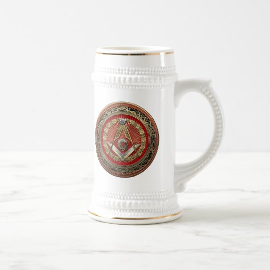 [200] Master Mason - Gold Square & Compasses Bierglas (Rechts)