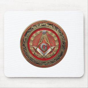 [200] Master Mason - Gold Square & Compasses Mousepad